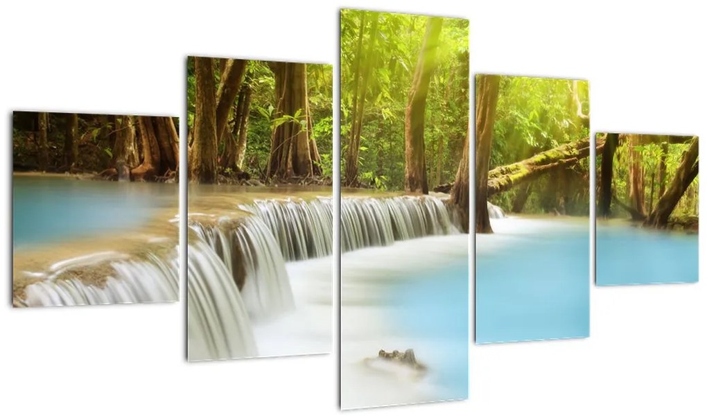 Obraz wodospadu Huai Mae Kamin w lesie (125x70 cm)