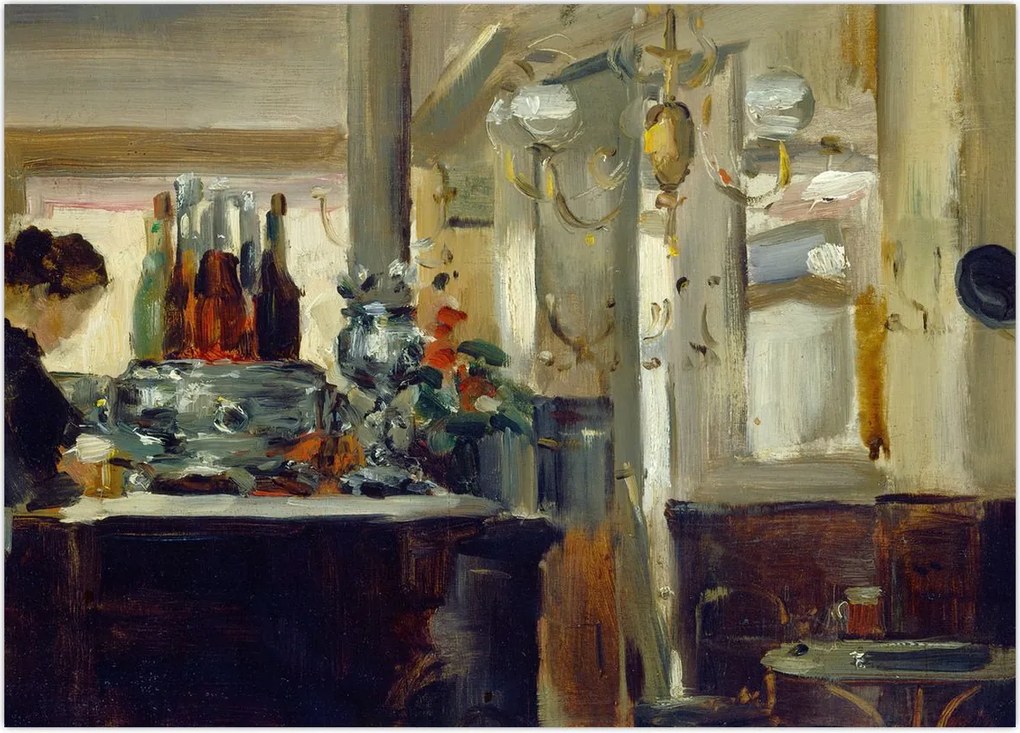 Obraz na szkle - Style of Edouard Manet, Bon Bock Cafe, reprodukcje (70x50 cm)