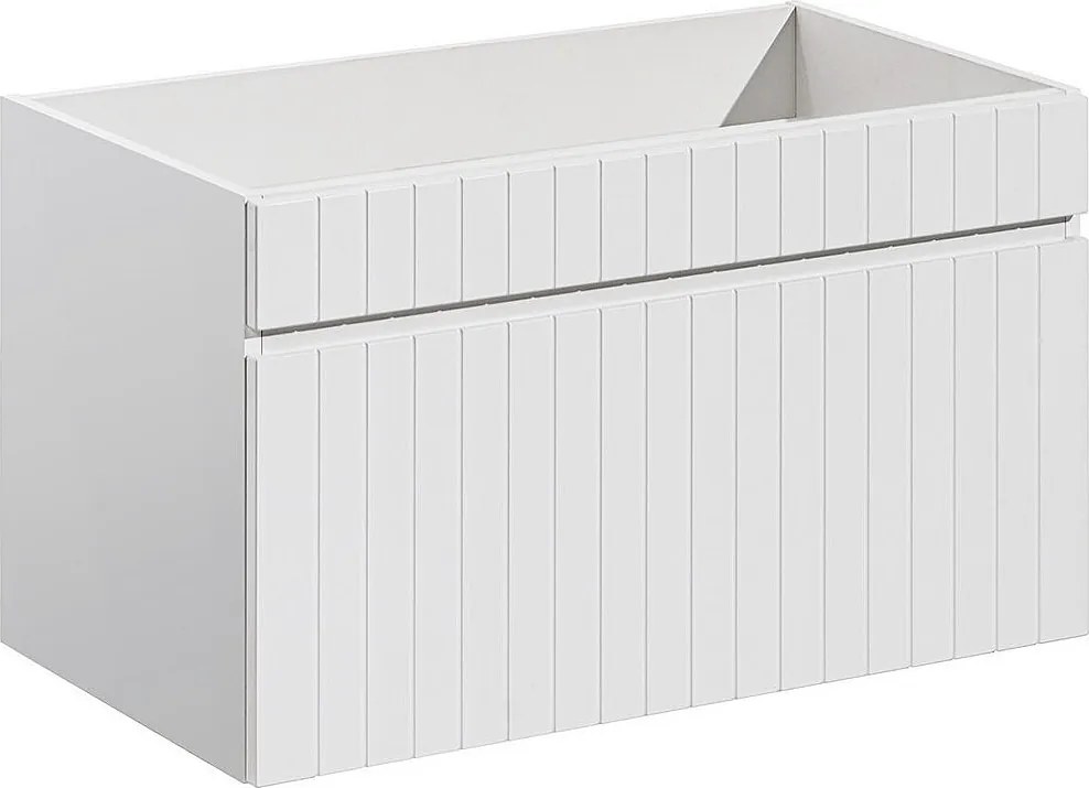 Szafka pod umywalkę wisząca ryflowana biała - 80 cm - SATARA