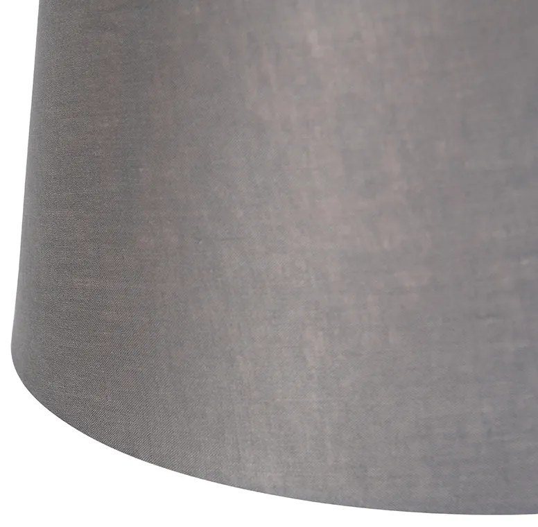 Lampa wisząca czarna z abażurami z lnu w kolorze ciemnoszarym 35 cm 2-światłowa - Blitz Nowoczesny Oswietlenie wewnetrzne