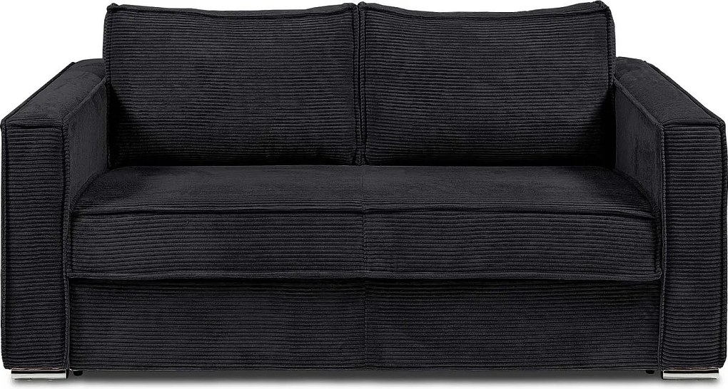 Kanapa 4-osobowa rozkładana typu ekspres z czarnego sztruksowego aksamitu  - Powierzchnia spania 160 cm - Materac 14 cm LORETO