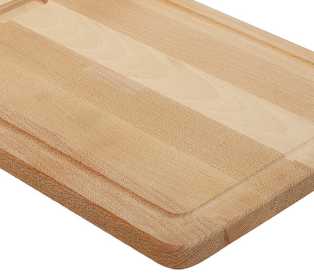 Deska do krojenia z drewna bukowego, prostokątna, z rowkami, Kesper