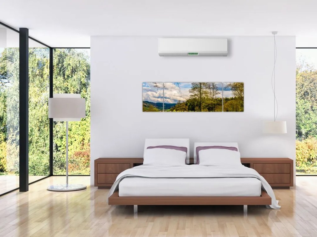 Obraz łodzi nad jeziorem (170x50 cm)