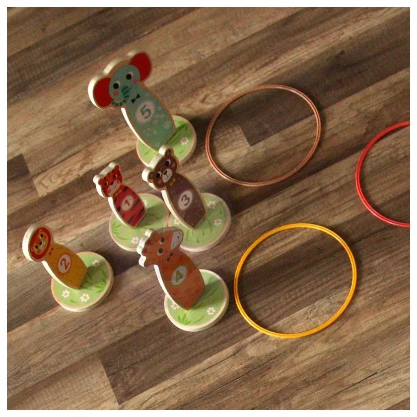Tooky toy drewniana gra zręcznościowa rzut do celu zwierzątka 15 el.