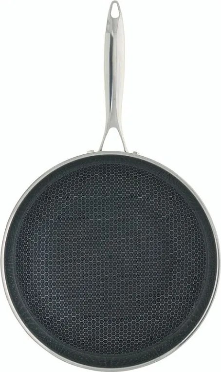 Patelnia wok Ogo BLACK CUBE 28 CM ze stali nierdzewnej z dnem w kształcie plastra miodu - Do wszystkich rodzajów kuchenek, w tym indukcyjnych