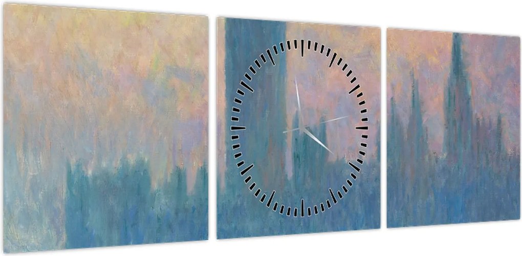 Obraz - Claude Monet, The Houses of Parliament, Sunset, reprodukcje (z zegarem) (90x30 cm)