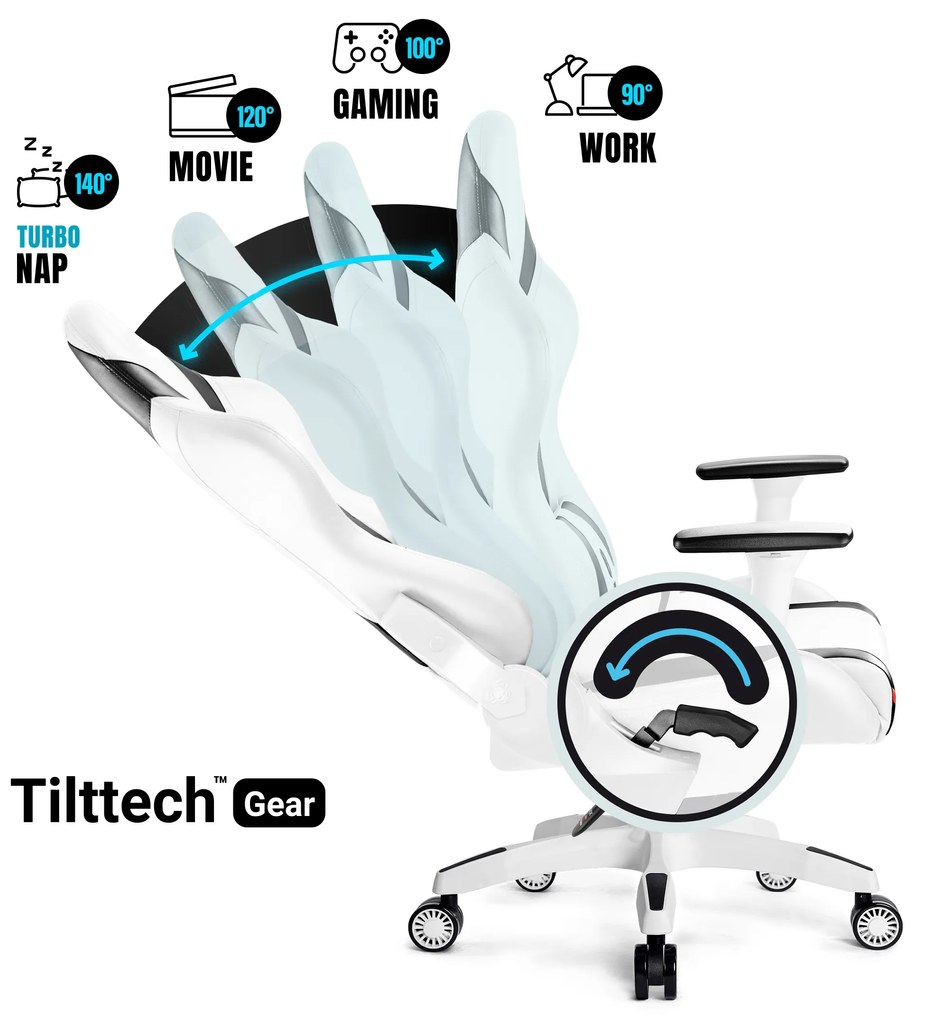 Fotel gamingowy Diablo X-Horn 2.0 King Size, biało-czarny
