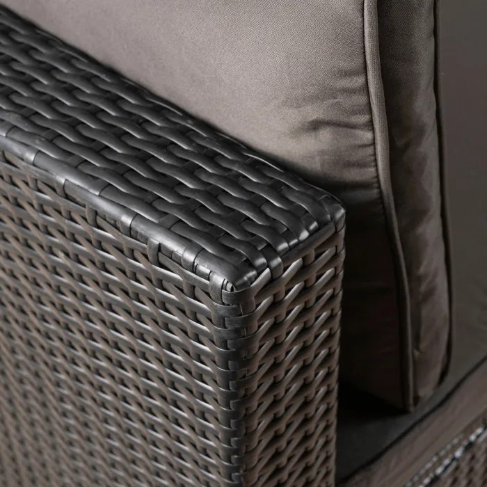 Zestaw Mebli Ogrodowych CALIENTE Modułowy Sofa 2x Fotel Stolik Tarasowy Czarny/Brązowy Technorattan Nowoczesny