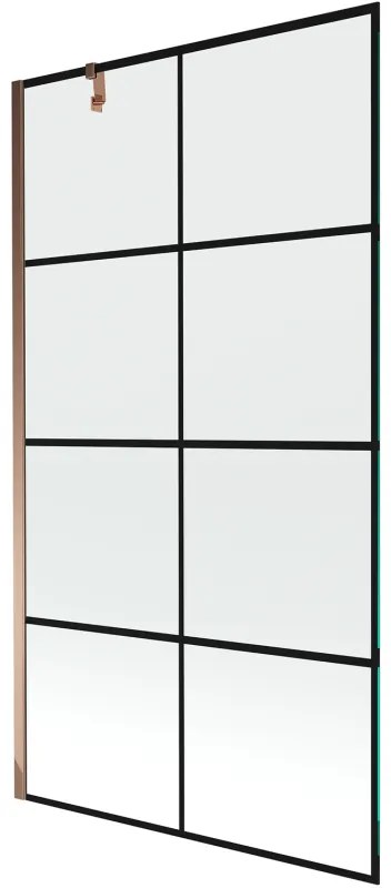 Mexen Next parawan nawannowy 1-skrzydłowy 100 x 150 cm, czarna kratka, różowe złoto - 895-100-000-00-77-60