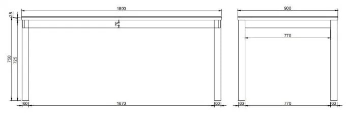 Stół z ceramicznym blatem 90x180 cm Southampton – Actona