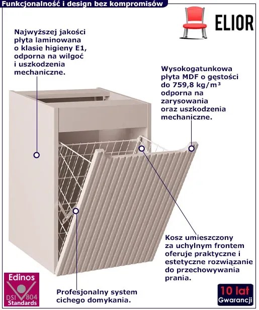 Kaszmirowa wisząca szafka łazienkowa z koszem C5-F40