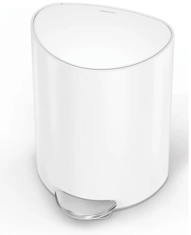 Simplehuman Pojemnik na śmieci  z pedałem 6 l, półokrągły, stal biały, plastik
