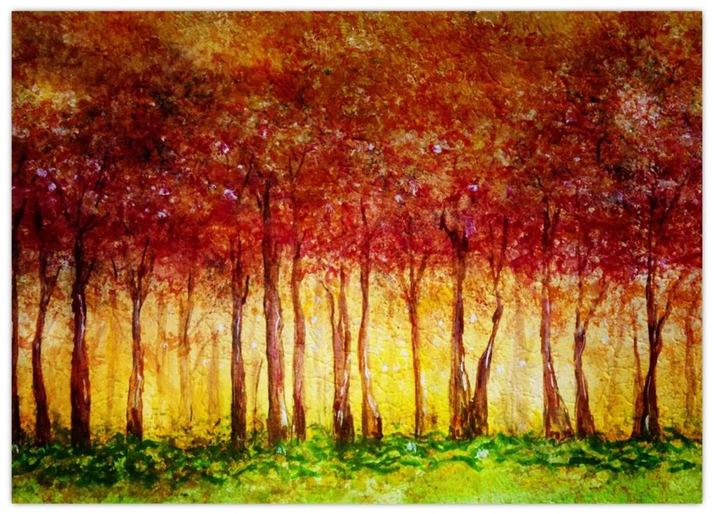 Obraz - Malowanie lasu liściastego (70x50 cm)