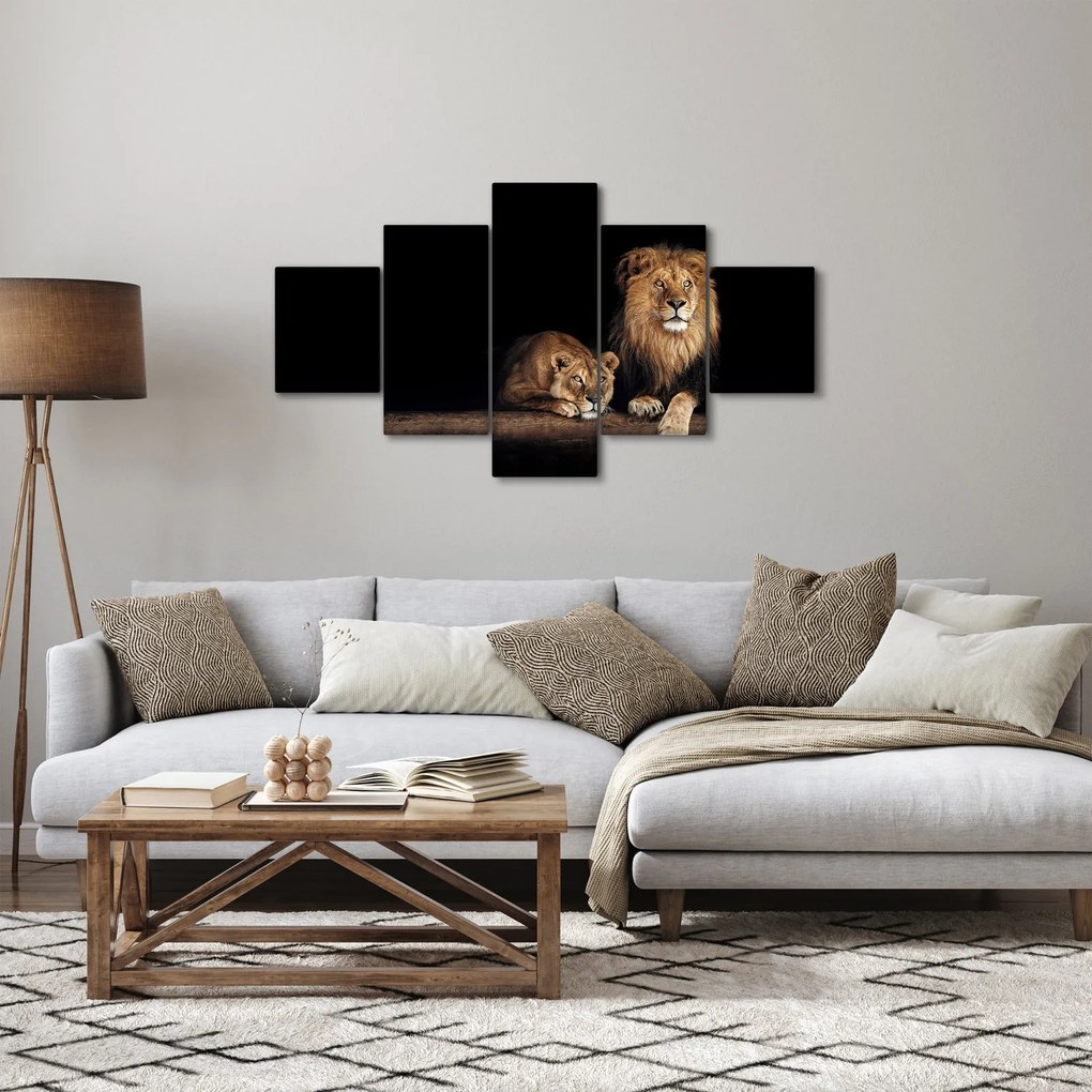 Obraz - Lew i lwica (125x70 cm)