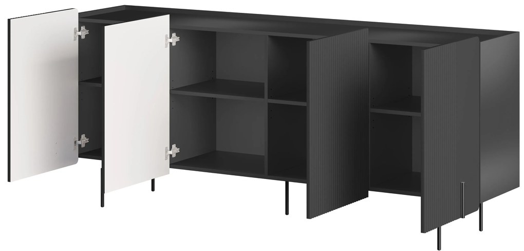 Komoda Malmi 200 cm - czarny mat / czarne nóżki