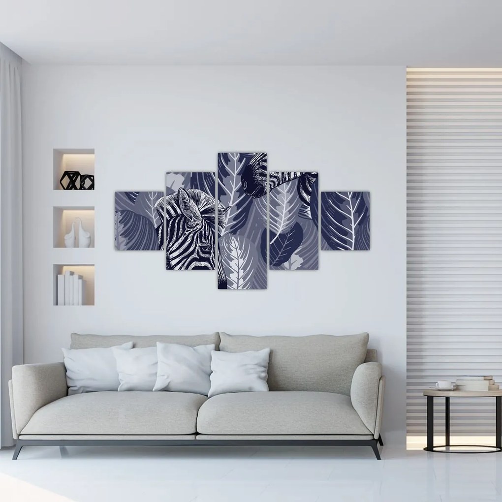 Obraz - Niebieskie zebry (125x70 cm)