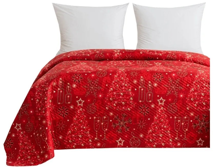 Narzuta na łóżko CHRISTMAS MAGIC, czerwona Rozmiar: 200 x 220 cm