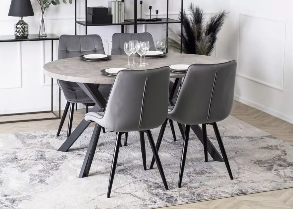 Okrągły stół Sorino z funkcją rozkładania 100-250 cm z blatem z płyty MDF i metalowymi nogami
