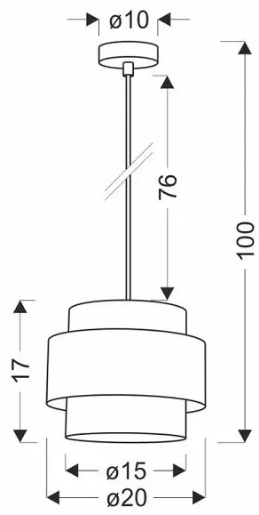 Pojedyncza lampa wisząca z czarnym kloszem i dekoracyjnym fornirem - V109 Kartex 3X