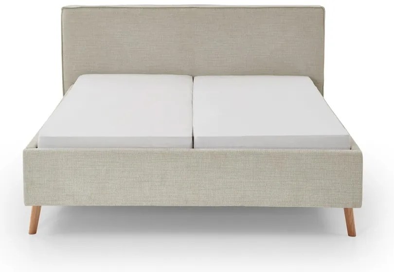 Kremowe tapicerowane łóżko dwuosobowe ze schowkiem i stelażem 180x200 cm Riva – Meise Möbel