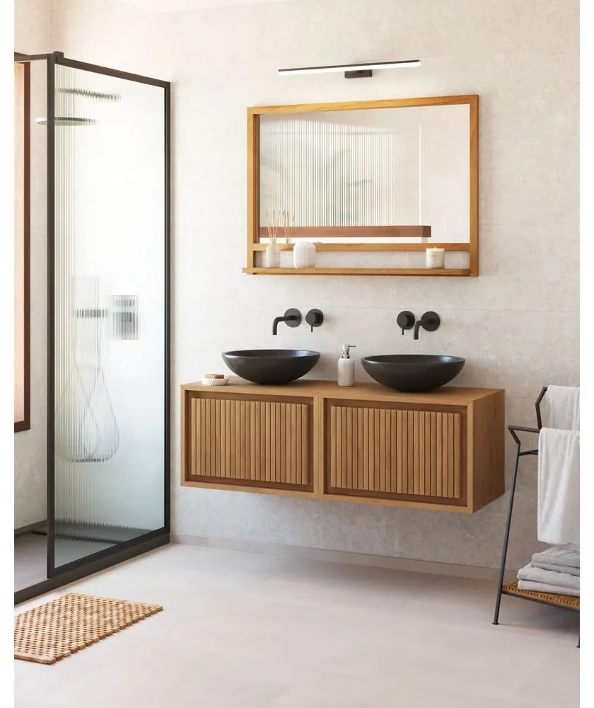 Lustro z półką z drewnianą ramą ścienne 100x70 cm Taciana – Kave Home