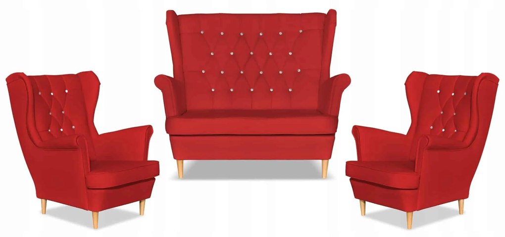 Zestaw uszak Gaja ekoskóra skaj sofa fotele Family Meble czerwony