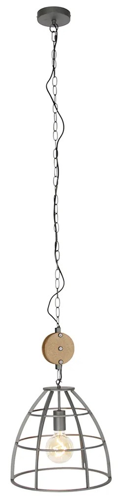 Industrialna lampa wisząca ciemnoszara z drewnem 34 cm - ArthurPrzemysłowy Oswietlenie wewnetrzne