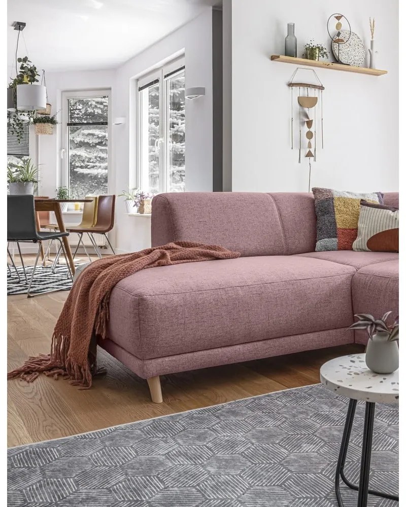 Różowy rozkładany/ze schowkiem narożnik (lewostronny/w kształcie litery L) Classy Sophie – Miuform