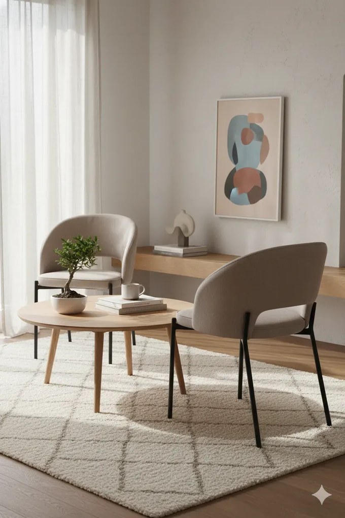 Beżowe tapicerowane krzesło M9-N03