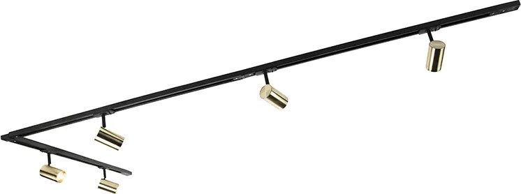 Inteligentny system szynowy czarny ze złotem 1-fazowy 5-świateł w tym WiFi GU10 - Jeana