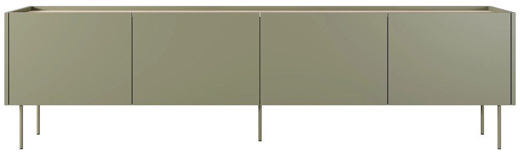 Szafka RTV Desin 220 cm z metalowymi nogami - oliwka / dąb nagano
