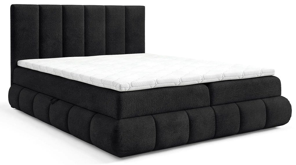 Czarne pikowane łóżko kontynentalne 5 rozmiarów A6-B23