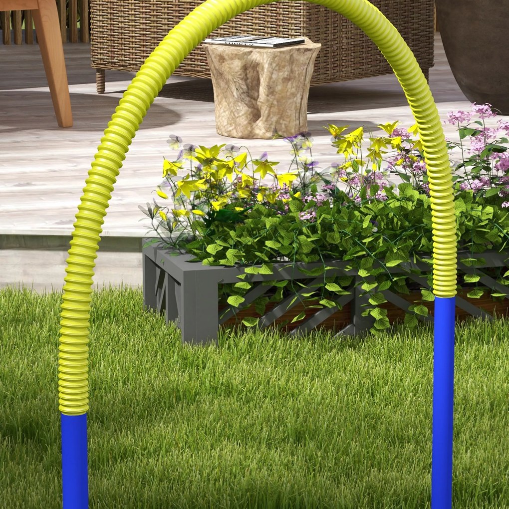 Zestaw Agility PawHut dla Psów, Trening dla Początkujących, 4 Łuki, z Torbą Transportową, Niebiesko-Żółty, 88 x 64 x 95 cm