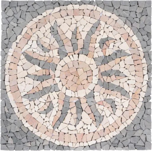 Mozaika marmurowa Rosone Sonne 90x90 cm szara kremowa różowa