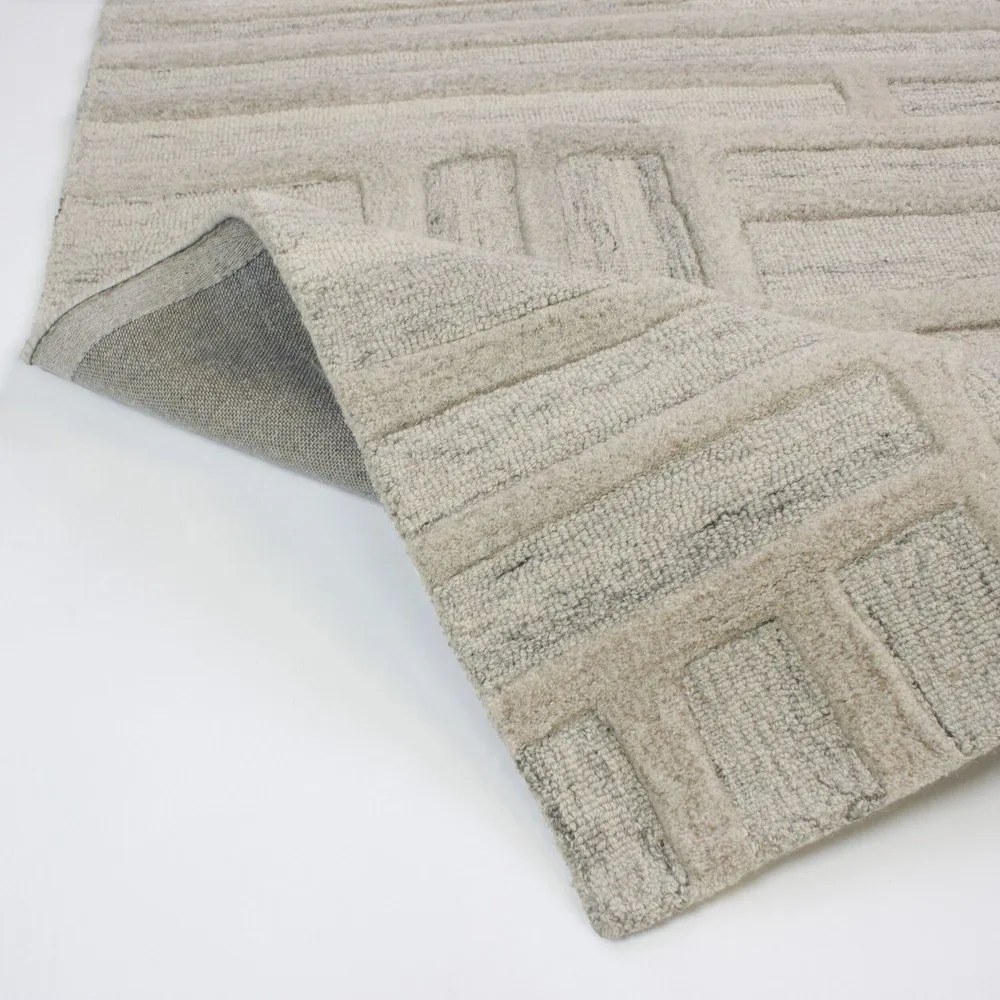 Szarobeżowy wełniany dywan tkany ręcznie 160x230 cm Elva – Flair Rugs