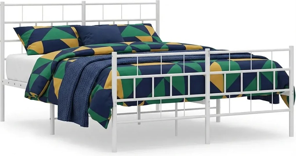 Białe podwójne metalowe łóżko 140x200 R0-A64