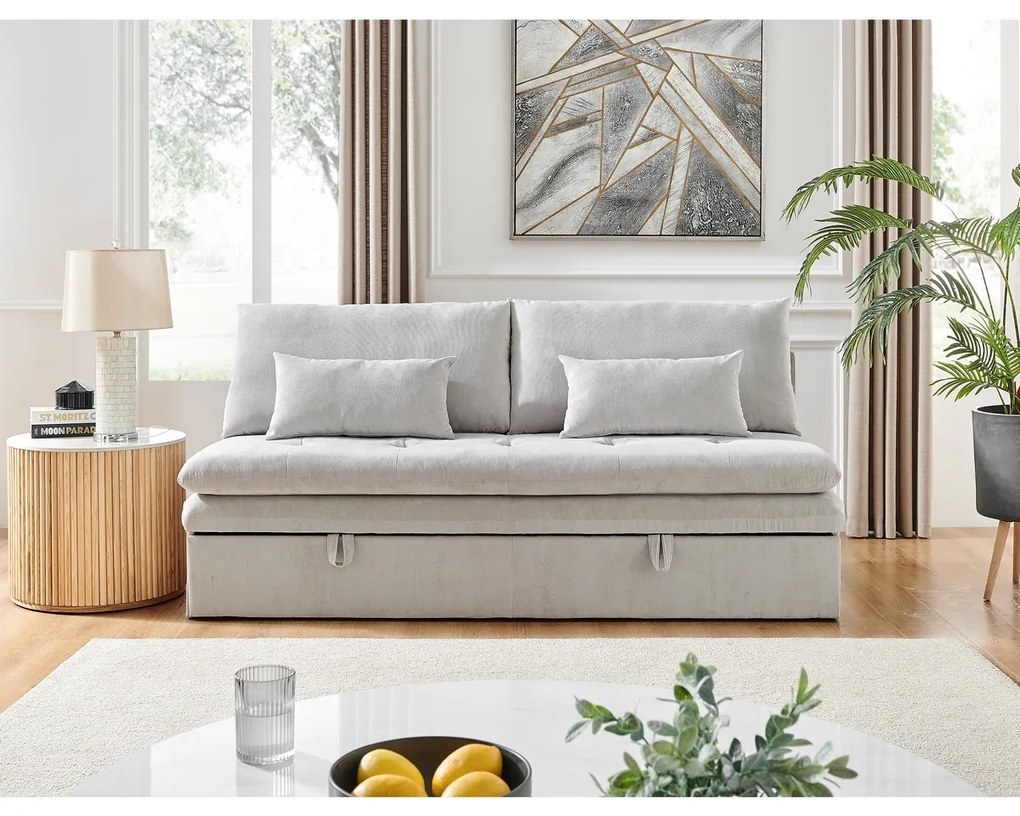Rozkładana sofa trzyosobowa ASB-4740 BGE2,manżestrowa, beżowa