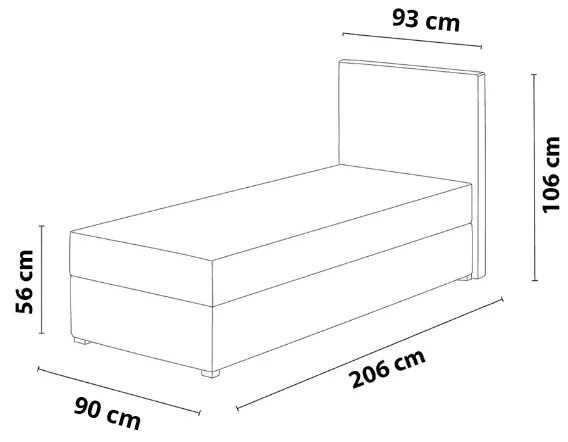Klasyczne, jednoosobowe łóżko kontynentalne DOMI 90 cm, brązowe, strona prawa
