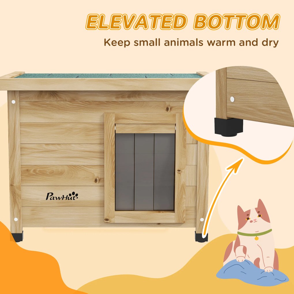 PawHut Domek dla kota, koci domek, kocia jaskinia, odporny na warunki pogodowe, dla kota do 6 kg, 57 x 45 x 43 cm, naturalny