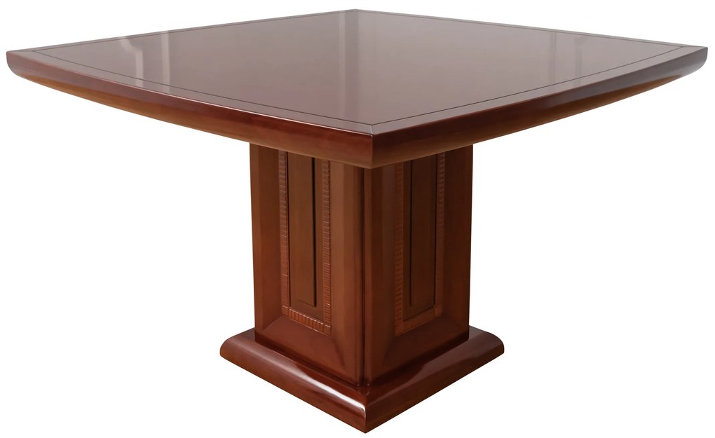 Stolik biurowy Dunkan, kwadratowy, fornirowany drewnem. Dostępne wymiary: 80x80 cm i 120x120 cm. Stolik okolicznościowy do biura. Meble gabinetowe Prestige.
