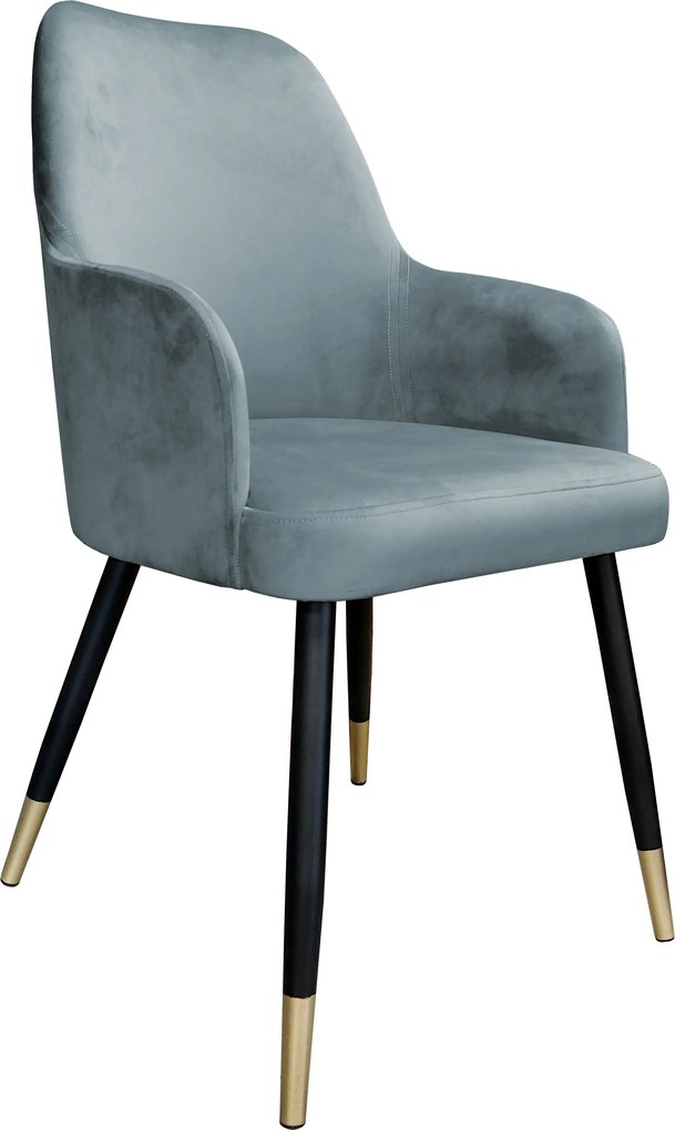 Krzesło WESTA tkanina Welur noga metalowa elegancki styl loftowy : Kolor nogi - Czano-złota stożek, Kolor tkaniny - VELVET - BL14, Typ siedziska - Siedzisko stałe
