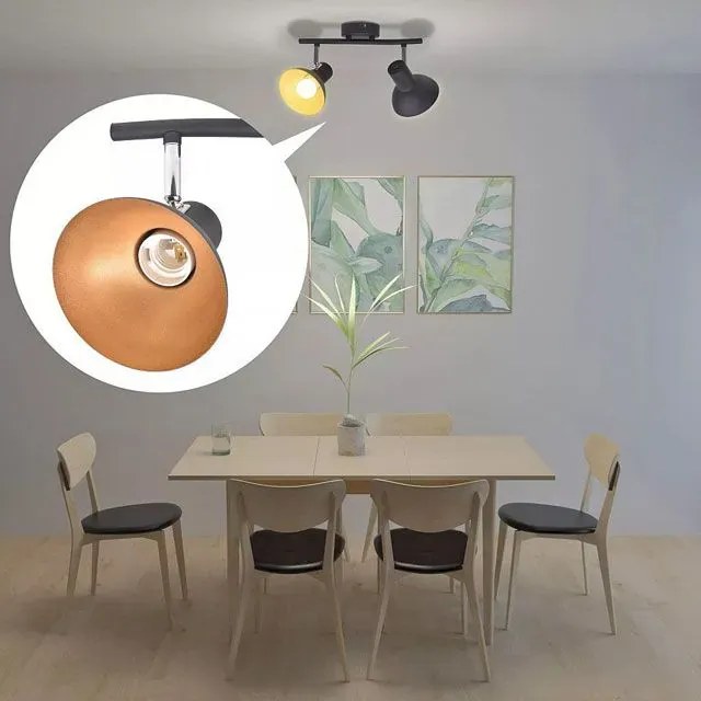 Czarno-złota lampa sufitowa z regulacją kloszy - EX117 L4-R17