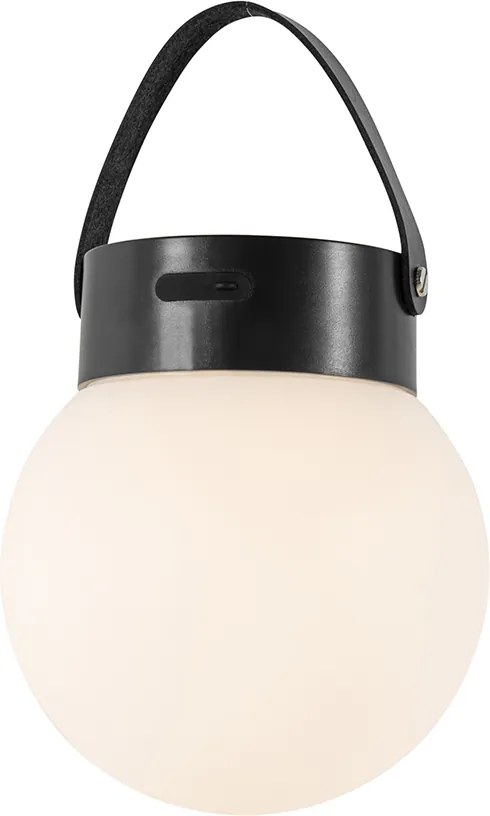 Lampa wisząca zewnętrzna czarna w zestawie z LED 3-stopniowy ściemniacz solarny - Cornelia