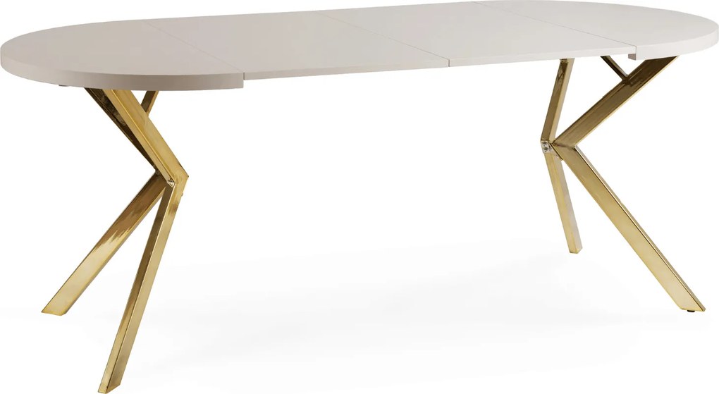 Stół Okrągły Rozkładany DORIAN 80-160 cm Kaszmir/Złoty Glamour