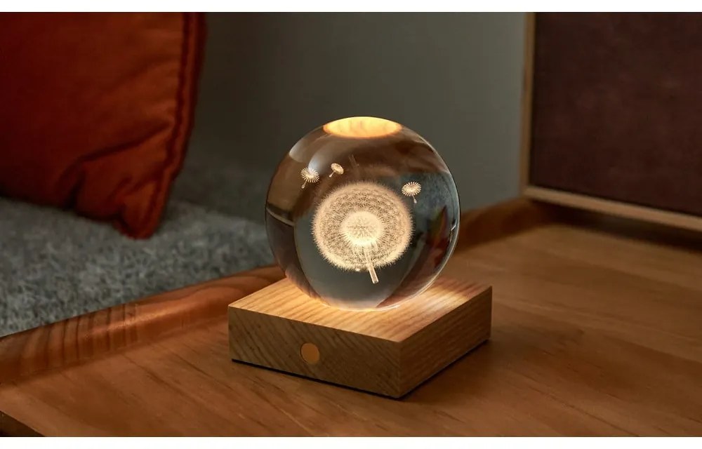 Ciemnobrązowa lampa stołowa ze ściemniaczem i szklanym kloszem (wys. 12 cm) Amber – Gingko