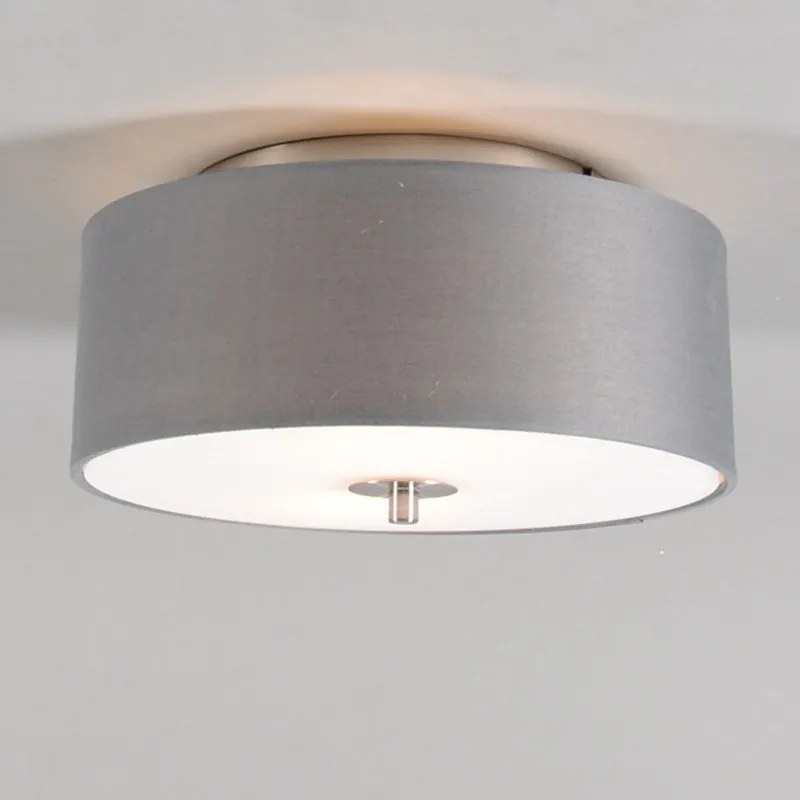 Rustykalna lampa sufitowa szara 30 cm - Drum Nowoczesny Oswietlenie wewnetrzne