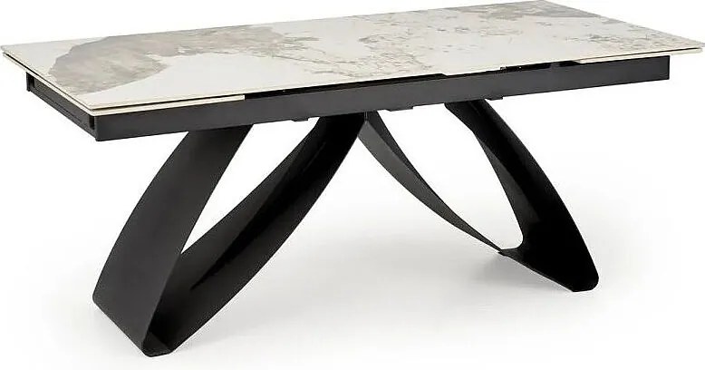 Stół rozkładany HILARIO 180(260)x90 beżowy marmur/czarny