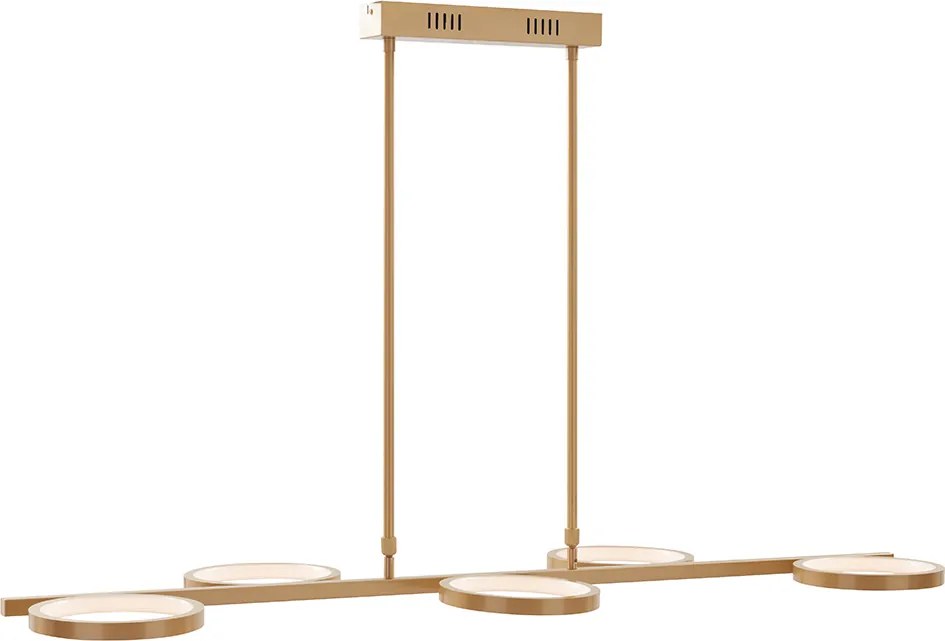 Nowoczesna lampa wisząca z wbudowanym LED-em 3-stopniowy ściemniacz złoty 5-świateł - Vivé