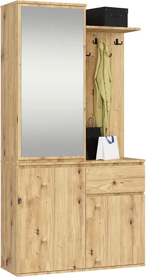Garderoba z lustrem dąb artisan M7-M75