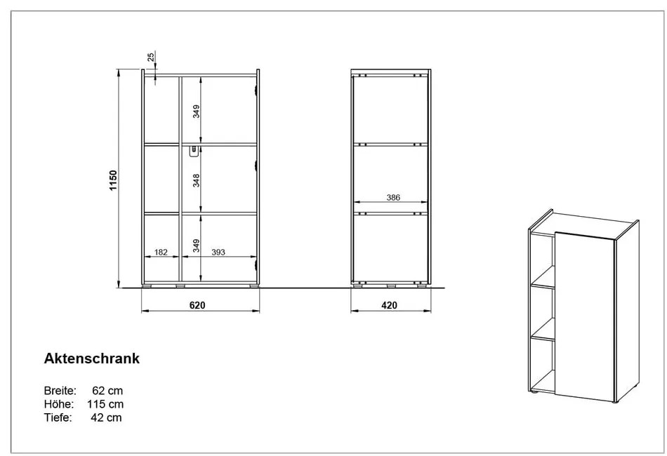 Ciemnoszary regał w dekorze dębu 62x115 cm Austin – Germania